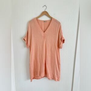 FAHERTY peach linen dress / size L
